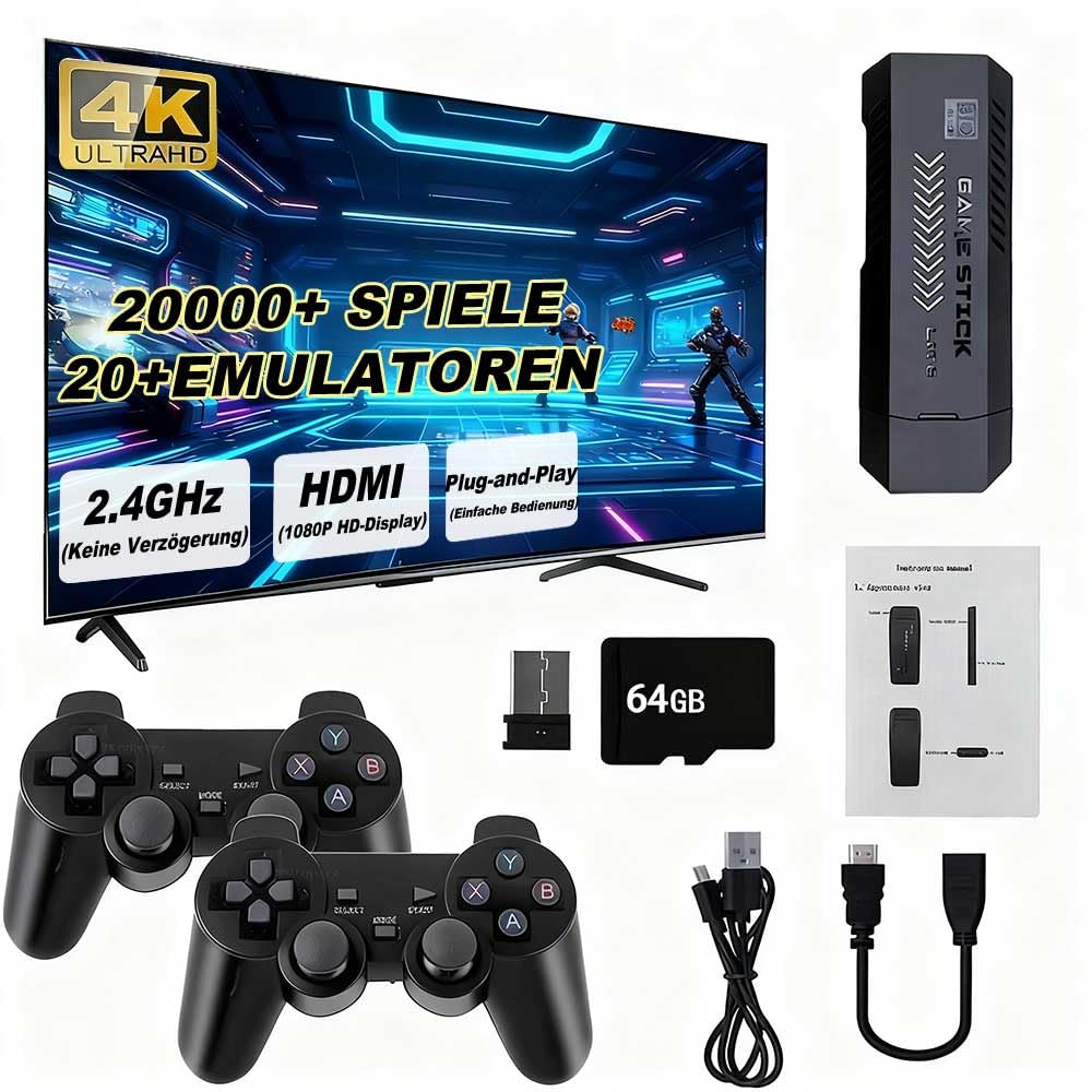 M8 Retro Spielkonsolengriff, mit 2 drahtlosen Spielcontrollern, über 20.000 Spiele, perfekte Spielge