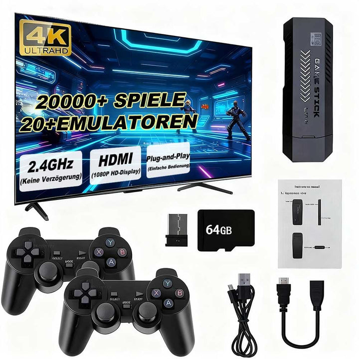 M8 Retro Spielkonsolengriff, mit 2 drahtlosen Spielcontrollern, über 20.000 Spiele, perfekte Spielge