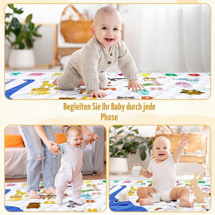 Baby Spielmatte, 127x127 cm Baby Krabbelmatte, Baby Faltbare Spielmatte, Krabbeldecke für Baby, Klei