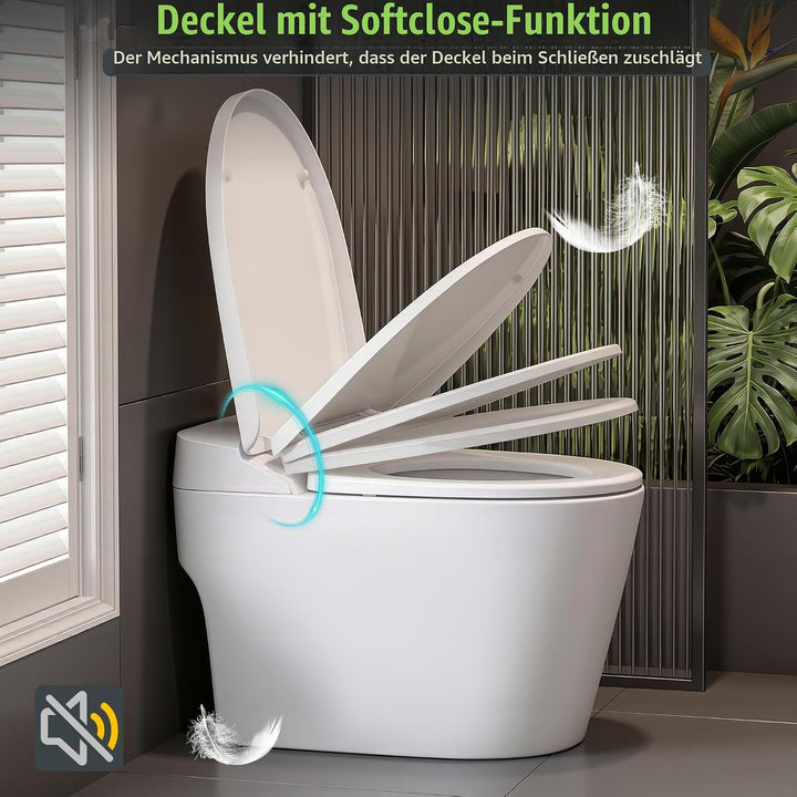 Himimi Toilettendeckel mit Absenkautomatik, Quick-Release &amp; einfacher Montage, PP D-Form WC-Sitz mit