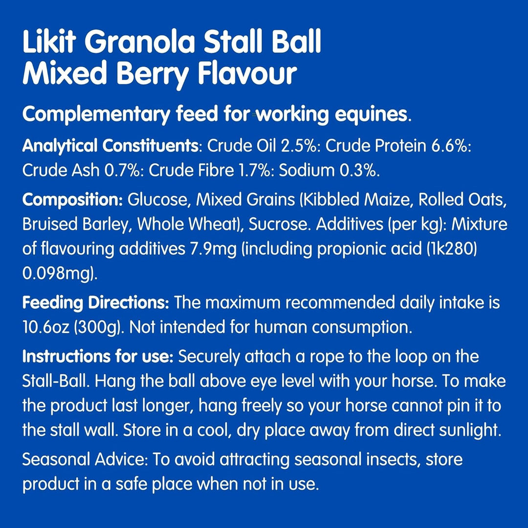 Likit Granola Stall-Ball Pferde-Leckerli 1,6 kg | Geschmacksrichtungen Apfel, gemischte Beere, Pfeff