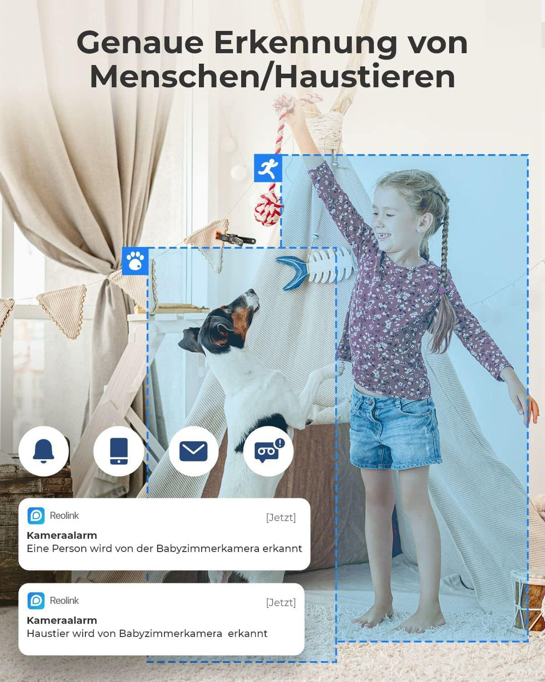 Reolink WLAN IP Kamera Indoor Schwenkbar, Überwachungskamera Innen Handy 3MP HD mit 2,4 GHz WLAN, 35