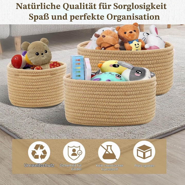 5er Set Baumwollseil Aufbewahrungskorb,Körbchen Wickeltisch Organizer Korb Aufbewahrung,Storage Bask
