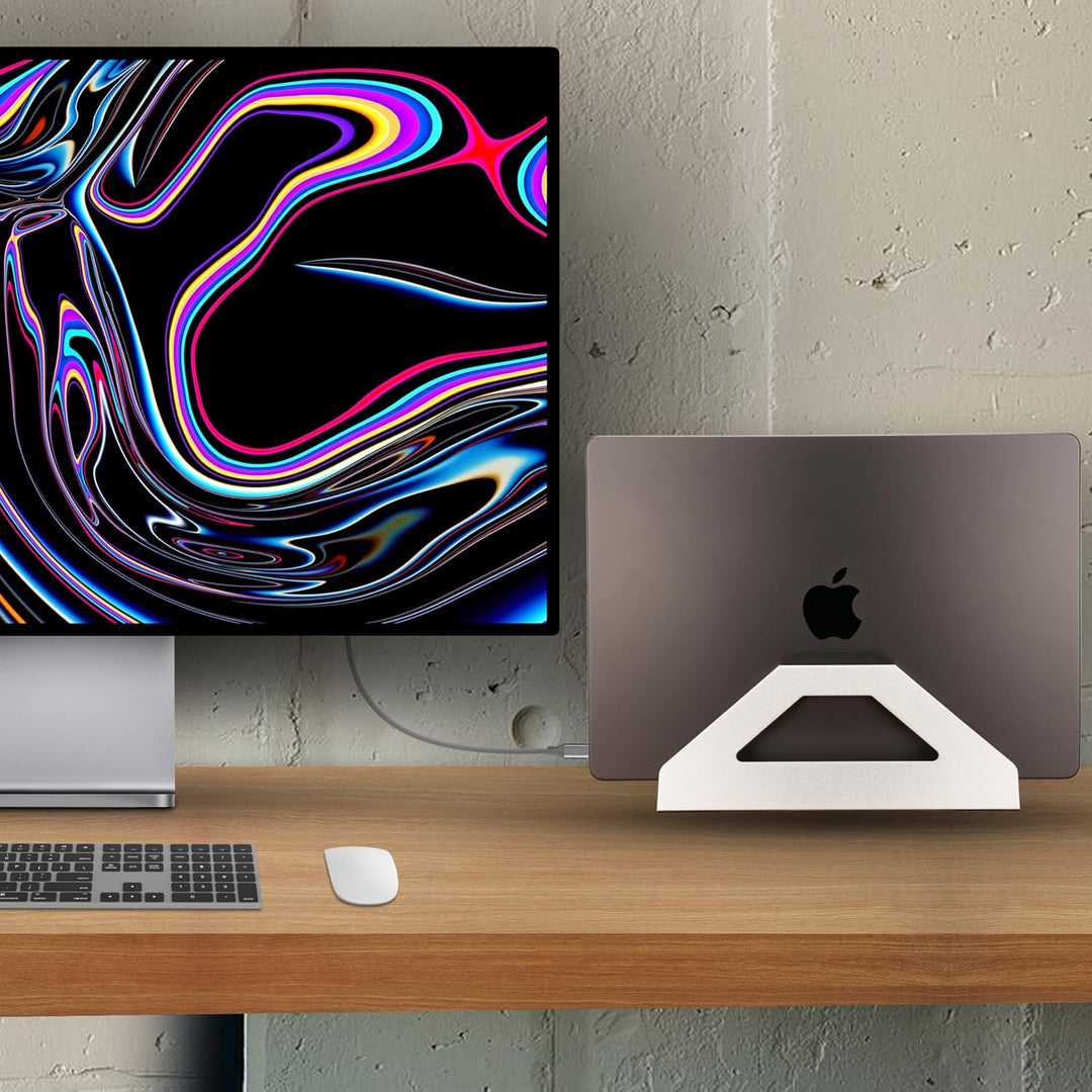 Vertikaler Laptop-Ständer, MacBook Halter mit werkzeugloser Weitenverstellung, Hochwertiger Aluminiu