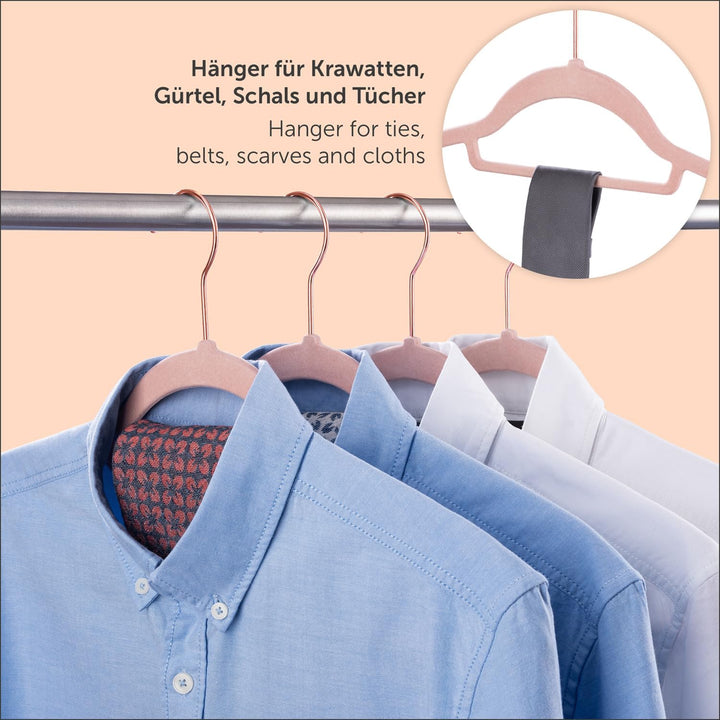 Blumtal Kleiderbügel 30 Stück ohne Clips - Kleiderbügel Samt 360° drehbar und belastbar - Ultra plat