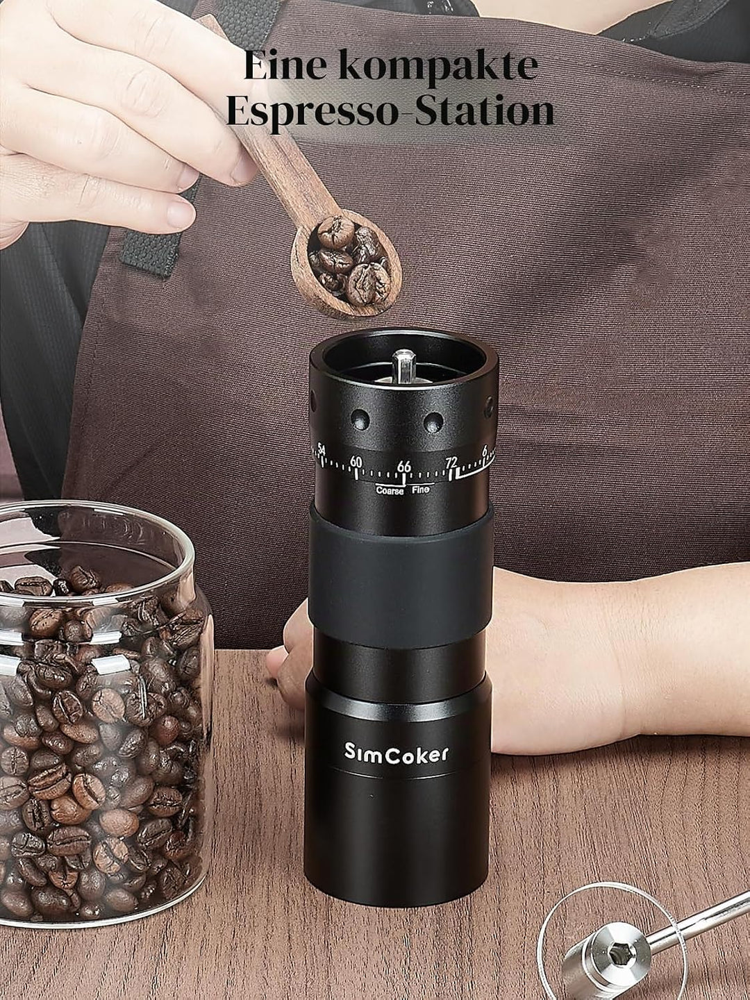 Manuelle Kaffeemühle mit 16μm externer Mahlgradeinstellung, Präzisionsmühle für Espresso &amp; Pour Over