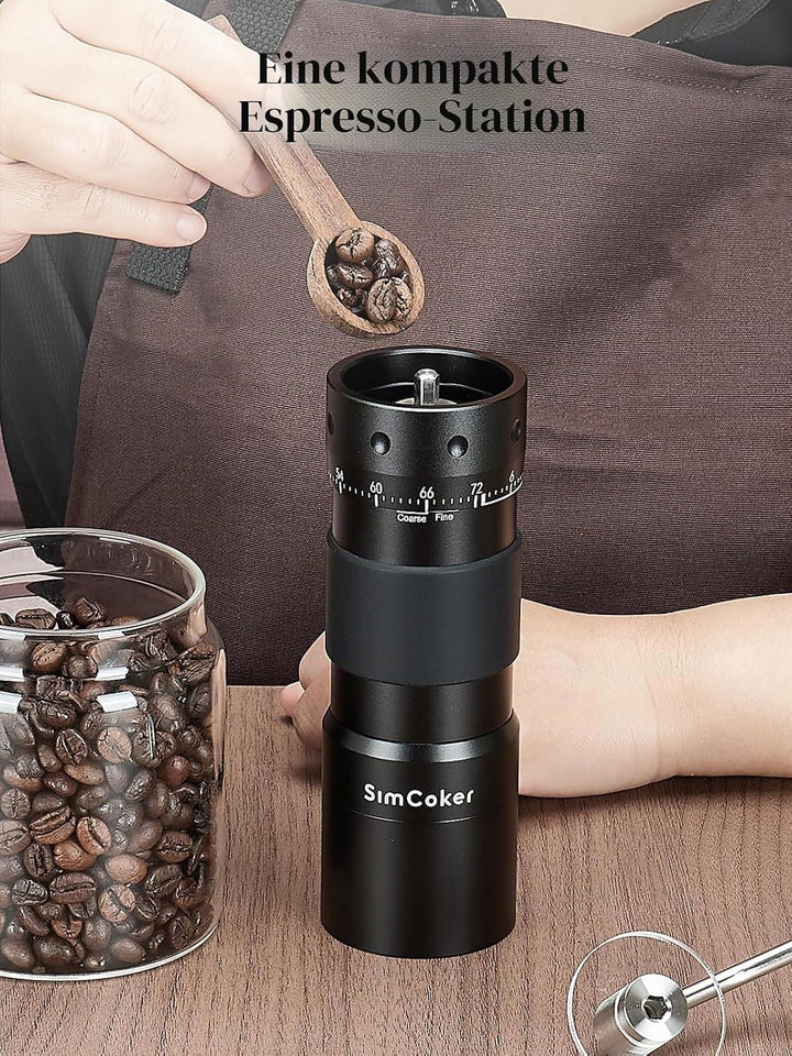 Manuelle Kaffeemühle mit 16μm externer Mahlgradeinstellung, Präzisionsmühle für Espresso &amp; Pour Over