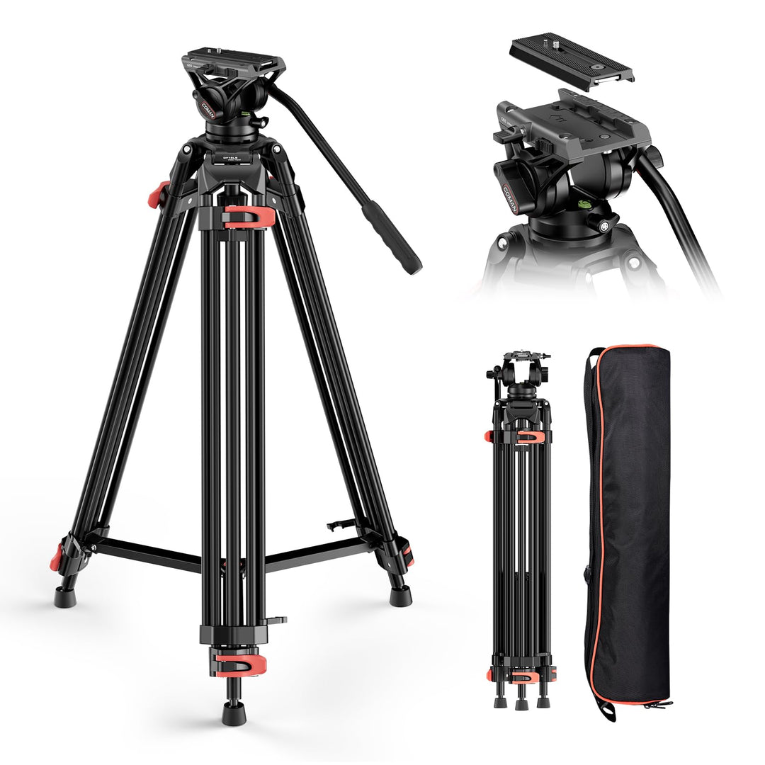 COMAN 188cm Kamera Stativ Robustes Professionelles Fotokamera Videostativ 360° Kugelkopf und 1/4'' G