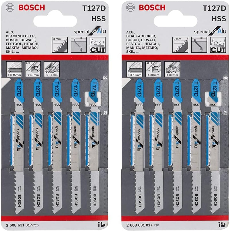 Bosch Accessories Bosch Professional 5x Stichsägeblatt T 127 D Special for Alu (für Aluminiumrohre &