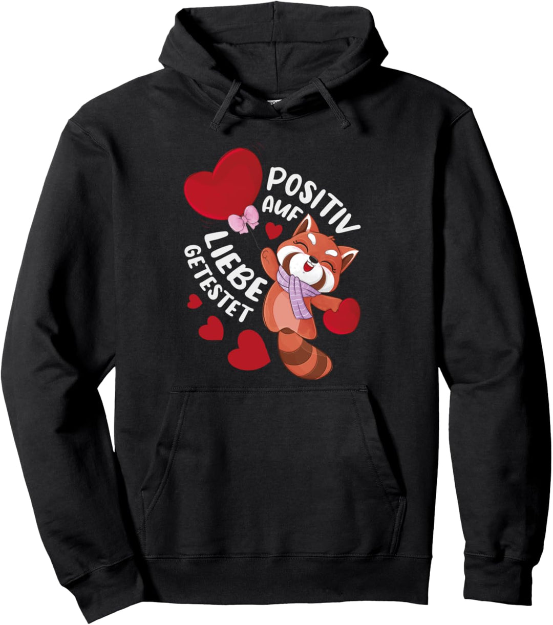 Valentinstag Herzluftballon, roter Panda mit Herz Pullover Hoodie