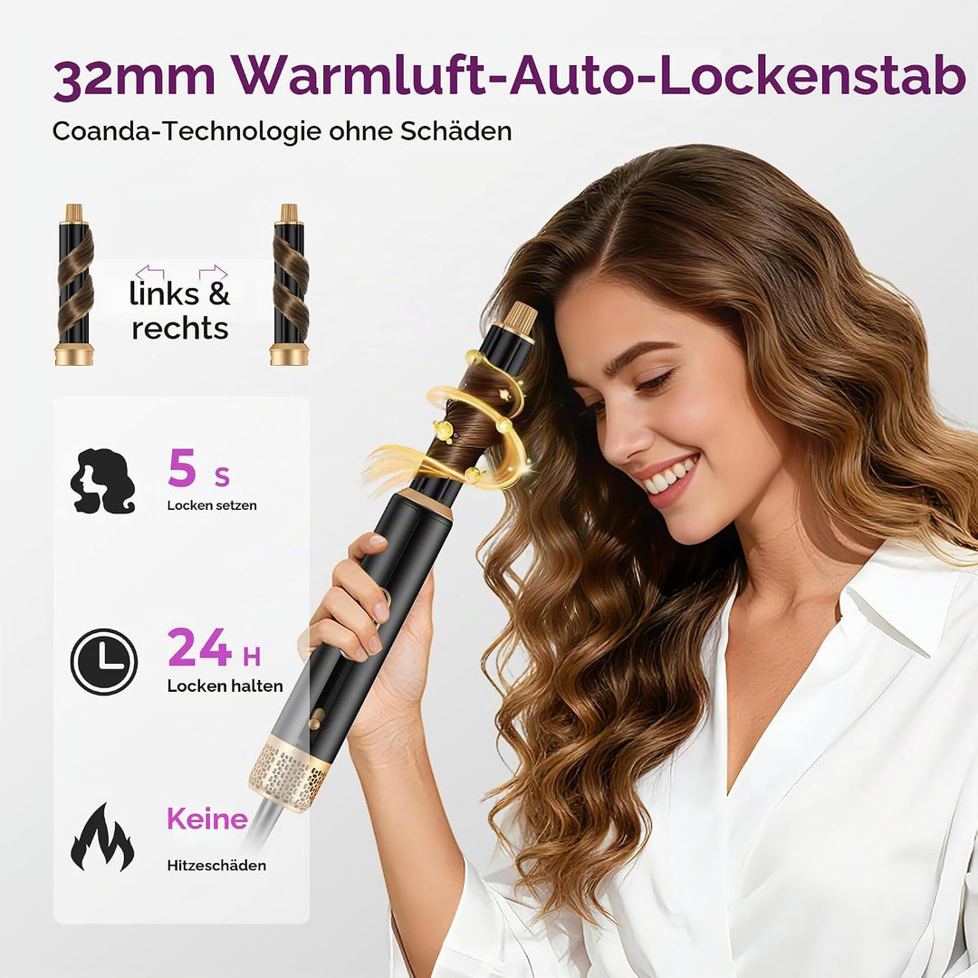 UMIGA 5 IN 1 Hairstyler Haarstyler 1000W, LCD Air Brush Rundbürstenföhn, Lockenstab und Haarglätter,