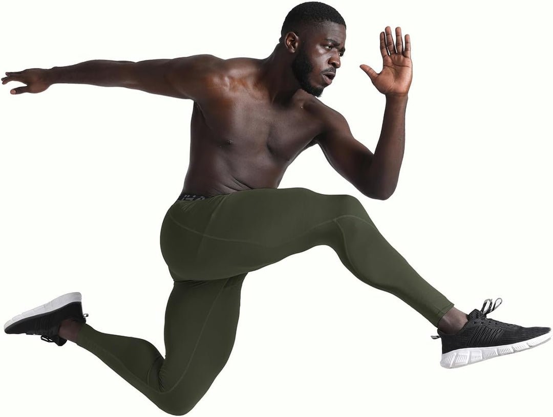 BUYJYA 3er-Pack Kompressionshosen für Herren, Laufhose, Workout-Leggings, sportlich, kühl, trocken,