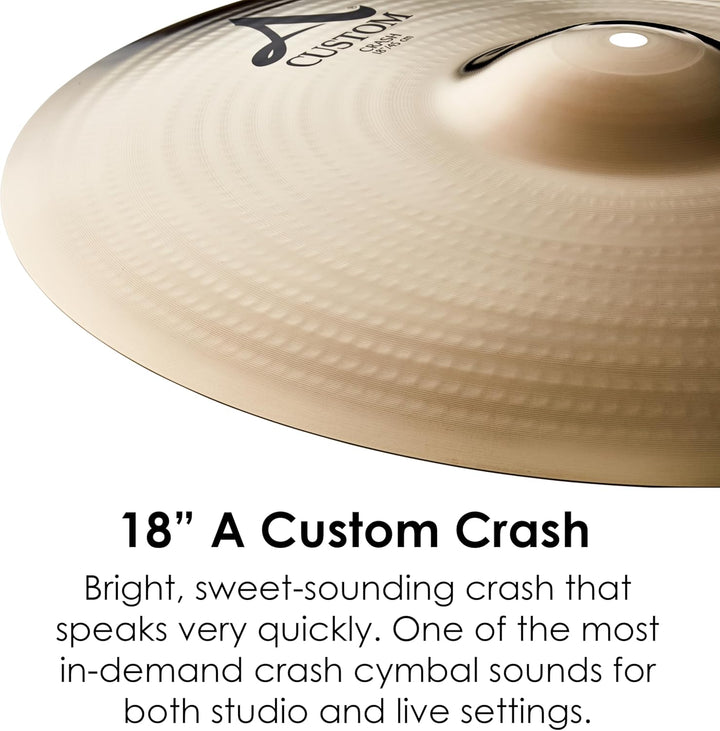 Zildjian A Custom Series - 18" Crash Cymbal - Brilliant finish 18 Zoll, 18 Zoll