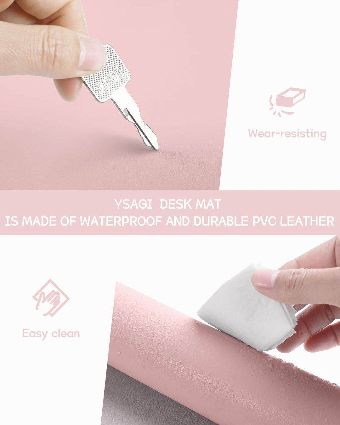 YSAGi Schreibtischunterlage, Mauspad mit Leder und Rutchfeste Wildleder, Multifunktionales Office Mo