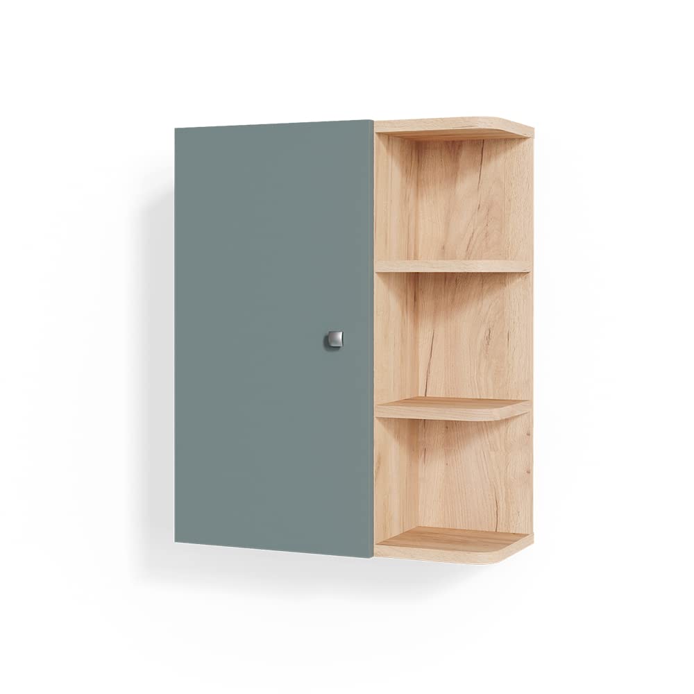 Vicco Badschrank Fynn, Grün/Goldkraft Eiche, 47.2 x 59.2 cm, Grün