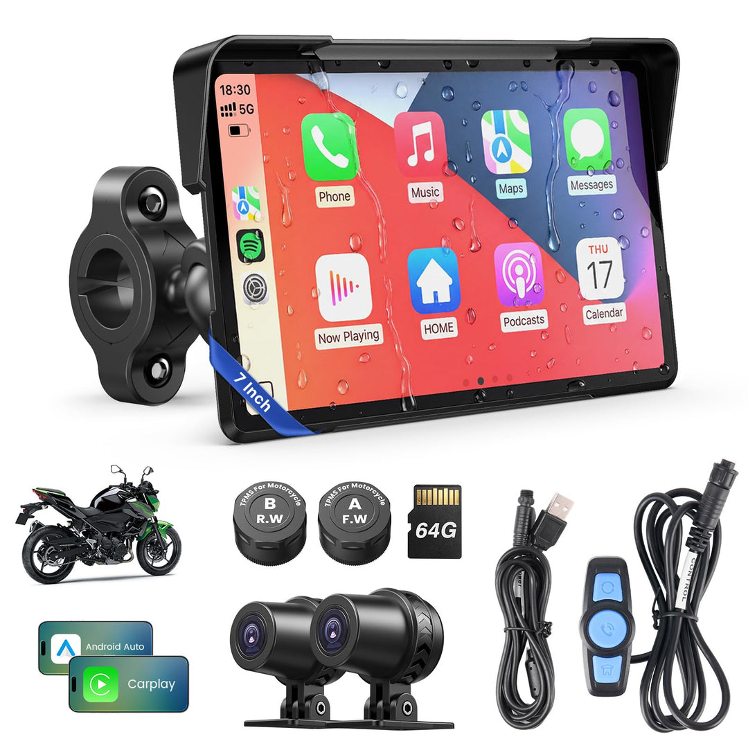WonVon Motorrad CarPlay Android Auto 7 Zoll wasserdichtes GPS Pantalla para Moto Apple CarPlay Navig
