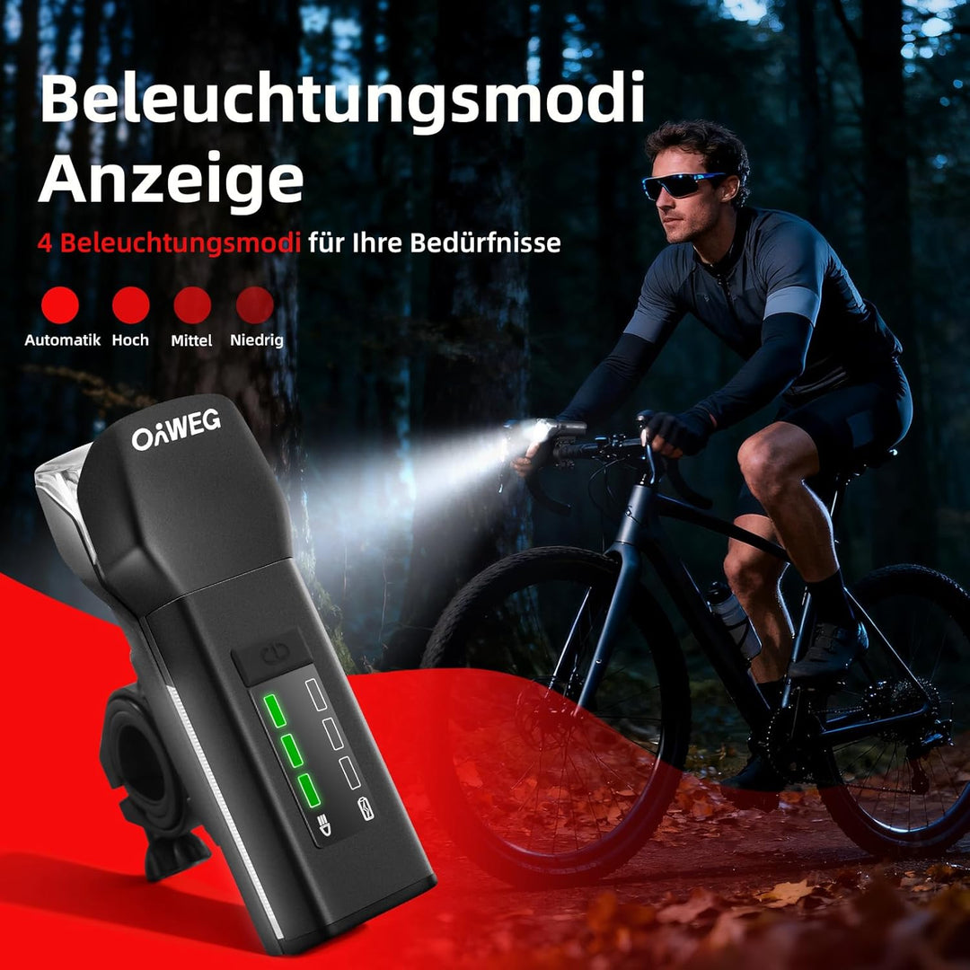 Fahrradlicht Vorne StVZO zugelassen, 4 Leuchtmodi Fahrradlampe Vorne USB-C Akku Lampe Wasserdicht IP