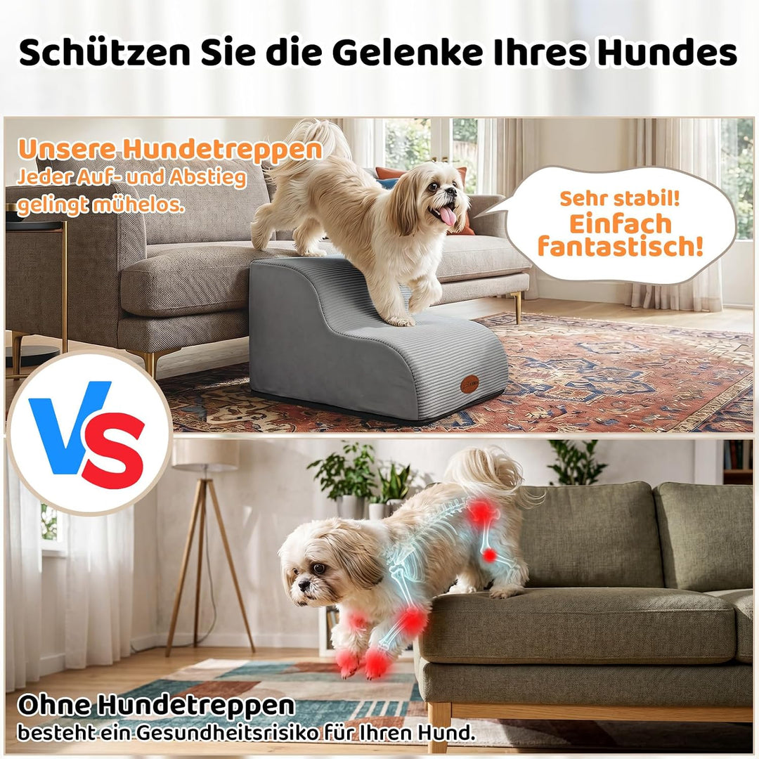 Hundetreppe für Kleine Hunde &amp; Katzen, Haustiertreppe für Sofa, 2 Stufen Dunkelgrau 2 Stufen(40 x 40
