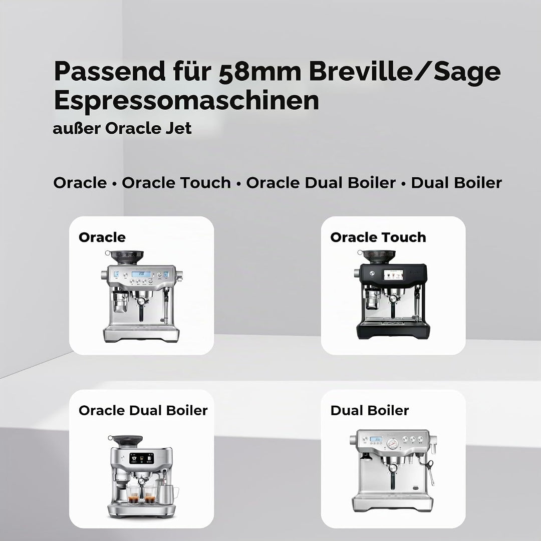 Präzisionsset aus Edelstahl, kompatibel mit Doppelkessel Sage/Breville. IMS Präzisionssieb, Duschhal
