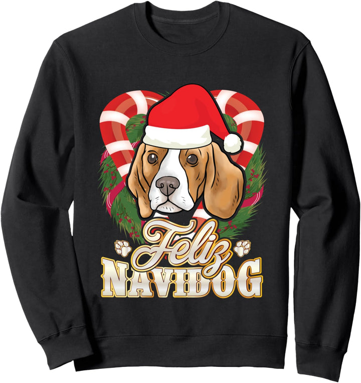 Feliz Navidog Beagle mit Nikolausmütze Hund Weihnachtshunde Sweatshirt