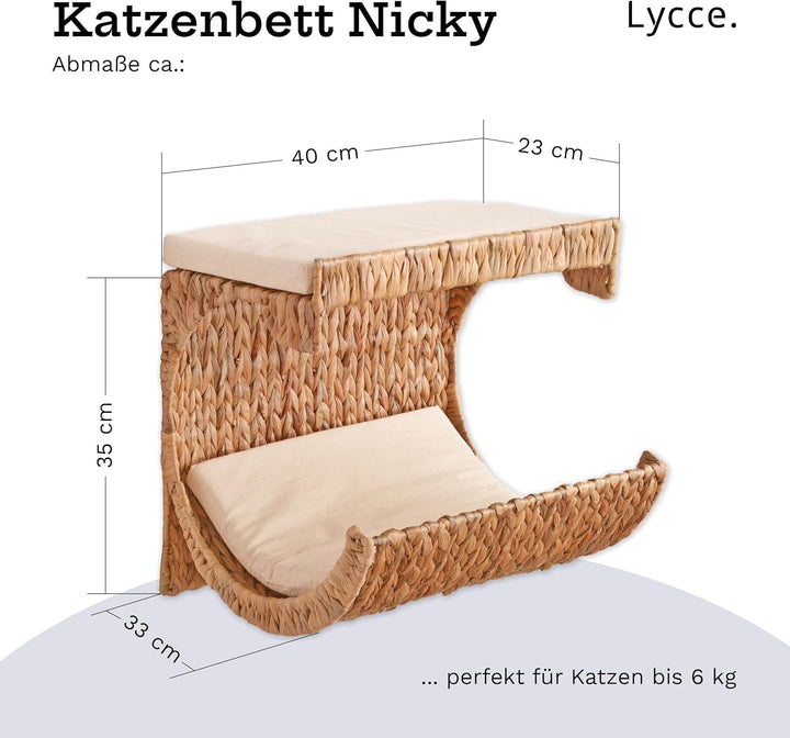 Lycce Katzenbett Wand | Kletterwand Katzen | Katzenmulde Wandmontage Nicky | Naturmaterial Wasserhya