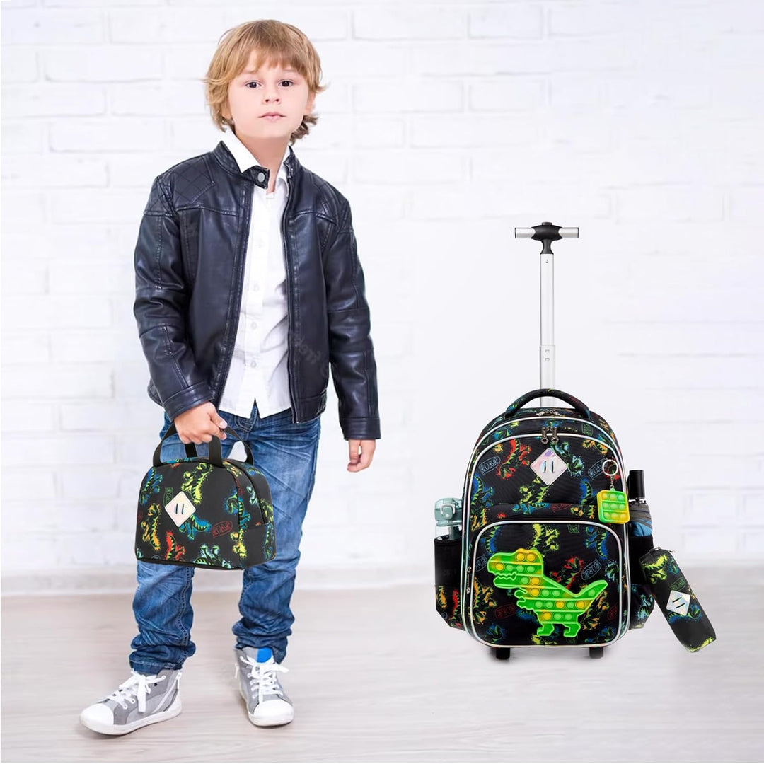 Egchescebo Schule Kinder Rolling Backpack für Mädchen mit Rädern Trolley Wheeled Backpack 041123-kon