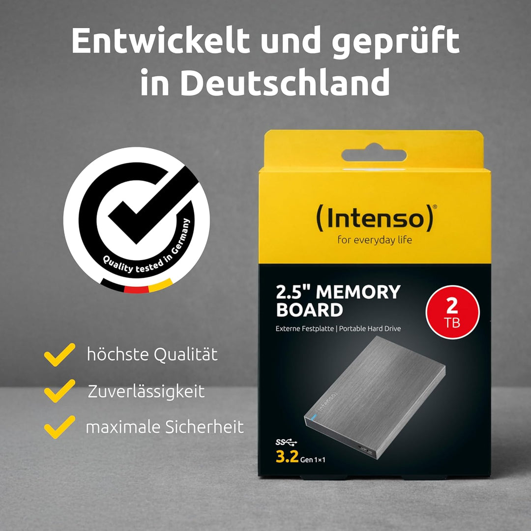 Intenso 6028680 Memory Board Portable Hard Drive 2TB, tragbare Externe Festplatte 2TB - 2,5 Zoll, 54