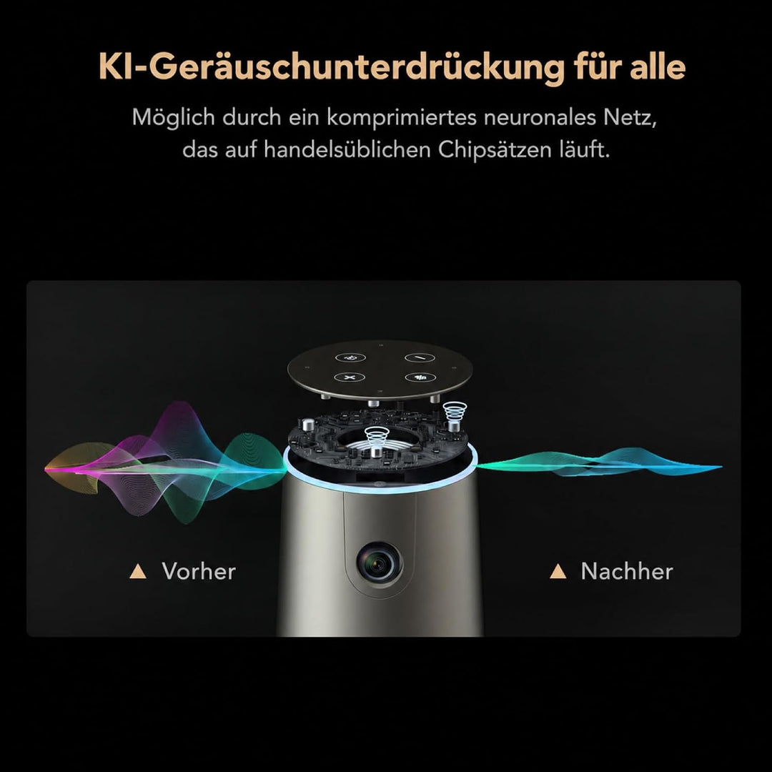 Nuroum C46 4K Videokonferenz-Webcam mit Mikrofon und Lautsprecher, 120° Blickfeld/Auto-Framing/5x Zo