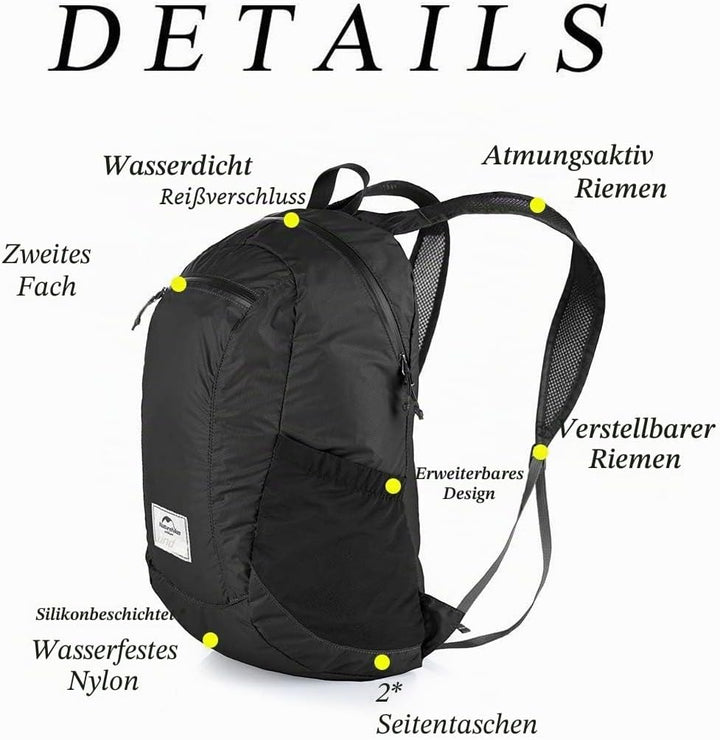 Naturehike Ultra Leichtes Packbar Wasserdicht Wandern Daypack, Kleiner Rucksack Dauerhaft Handliche