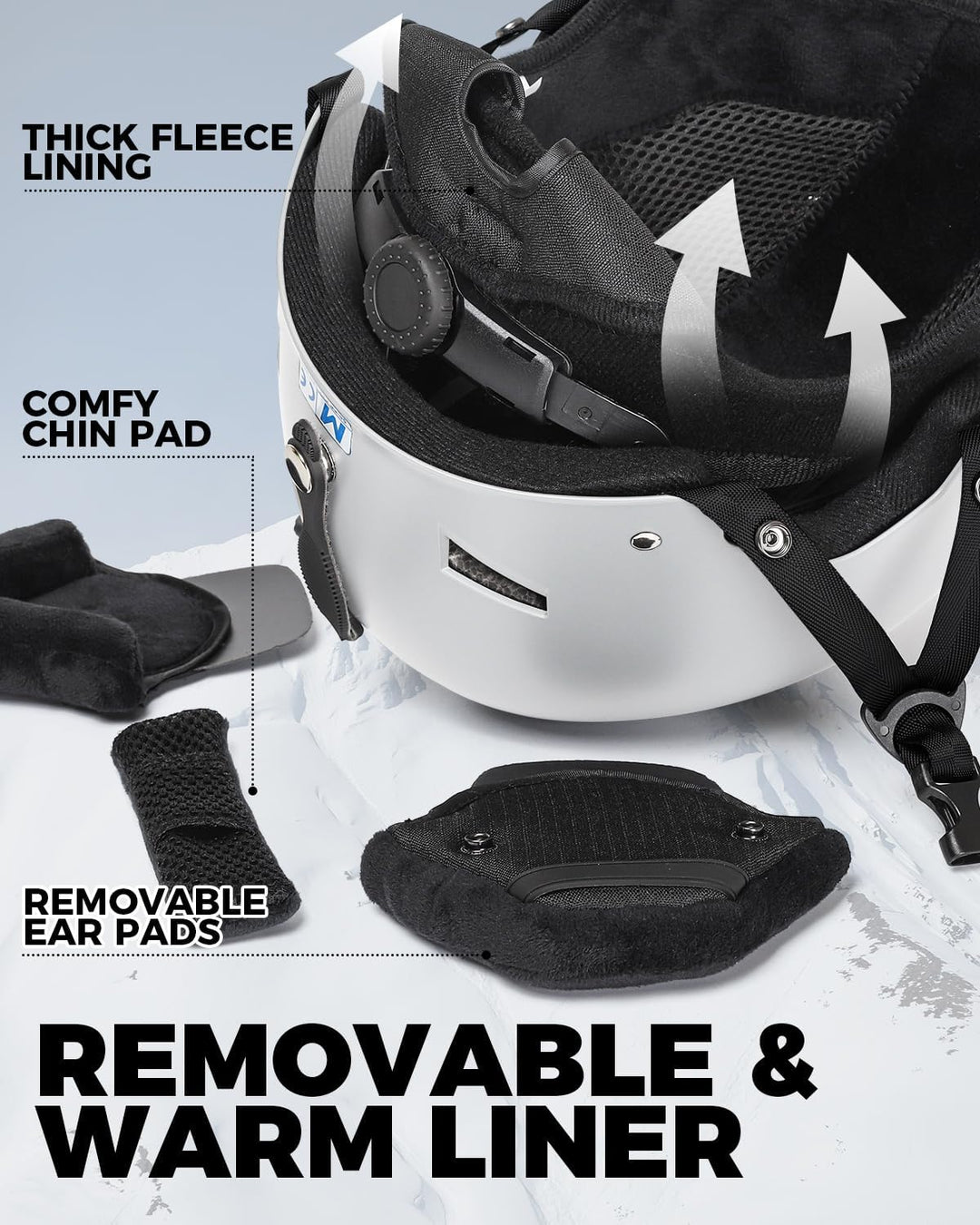 Victgoal Skihelm Herren Damen mit Warme Flusen-Ohrpolster, Gute Belüftung Sicherheits Snowboard Helm