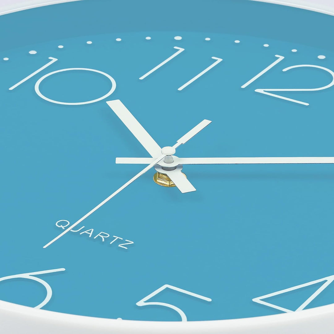 Lafocuse Blau Modern Wanduhr Lautlos 30cm, 3D Ziffern Ohne Tickgeräusche, Quartz Wanduhr Analog Leic