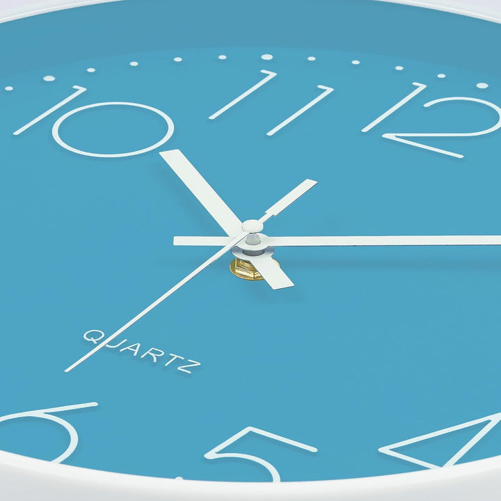 Lafocuse Blau Modern Wanduhr Lautlos 30cm, 3D Ziffern Ohne Tickgeräusche, Quartz Wanduhr Analog Leic