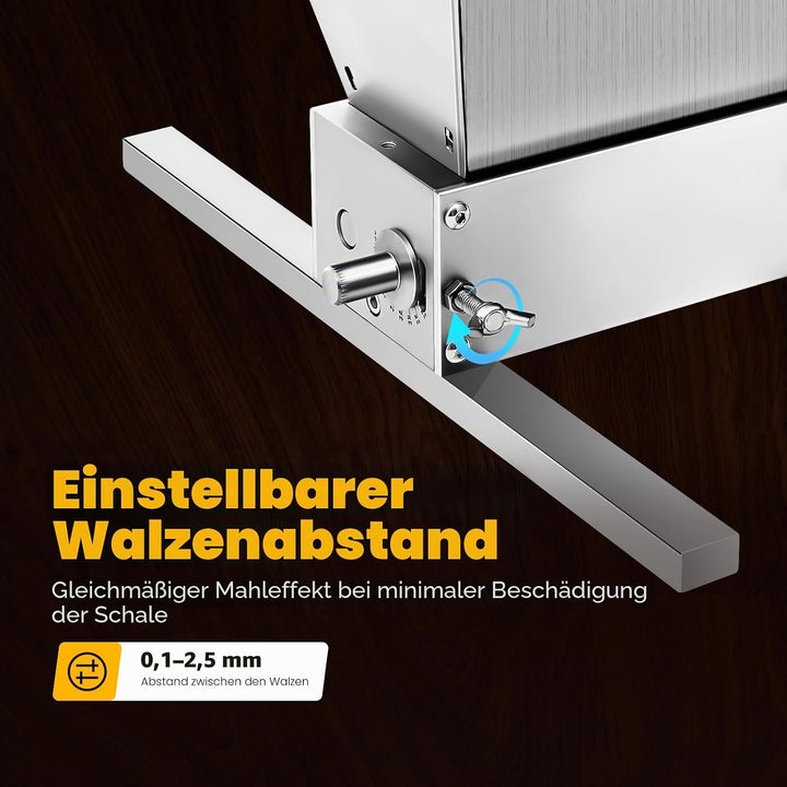 Getreidebrecher, Manuelle Getreidebrecher Schrotmühle Malzmühle mit 4L Trichter, Edelstahl Getreidem