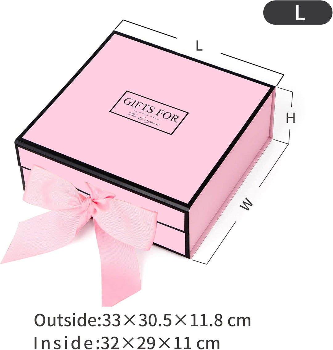 JiaWei Geschenkbox (Stil-1) 33 x 31 x 11,5 cm Gross, Geschenkkarton mit Magnetisch Deckel und Schlei