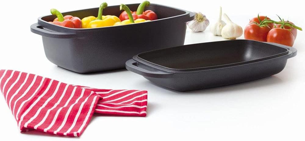 AMBITION Bräter Magnat 2 in 1 Deckel als Bratpfanne oder Grill 32 x 21 cm 5,6 L für Backofen und Her