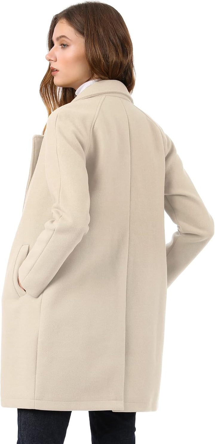 Allegra K Damen Langarm Umlegekragen Zweireiher Raglan Trenchcoat Mantel 42 Cremeweiss, 42 Cremeweis