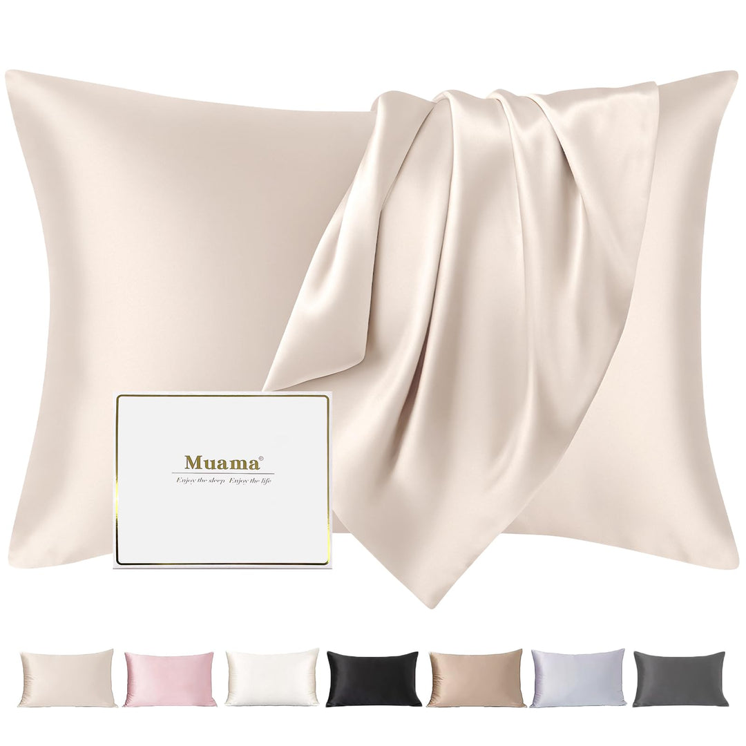 Silk Pillowcase, Muama Seidenkissenbezug 40x80 cm für Haar und Haut mit verstecktem Reissverschluss,