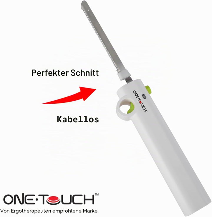 ONE TOUCH Kabelloses Elektromesser KC 157 – Akku-Küchenmesser mit 2 Edelstahlklingen (25cm), 3h Lauf