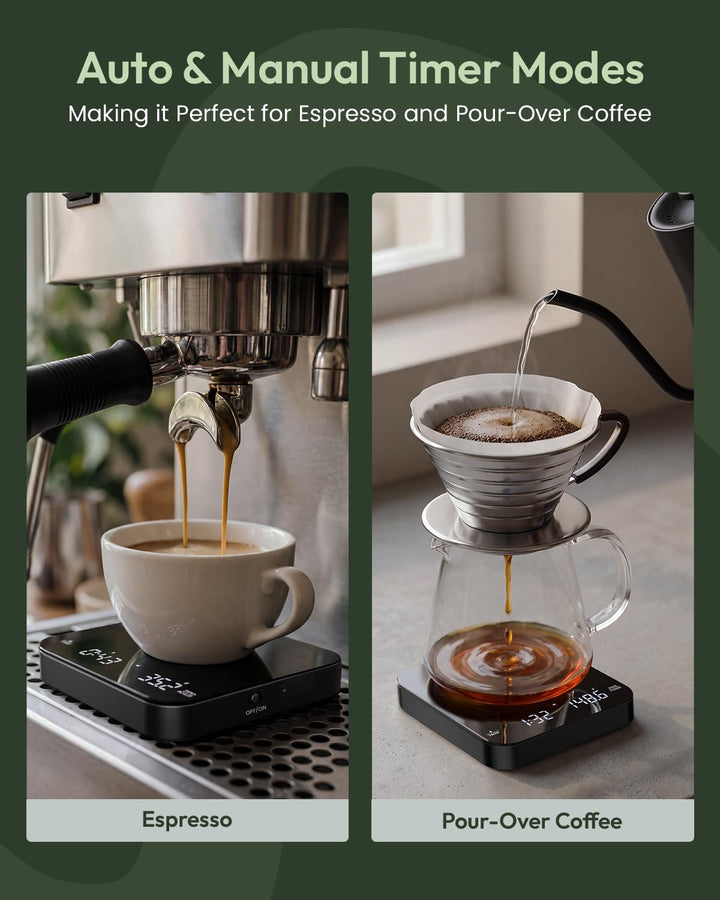 Maestri House Mini-Kaffeewaage mit Timer, Wiederaufladbare Espresso Waage, Präzise 2kg/0,1g Waage fü