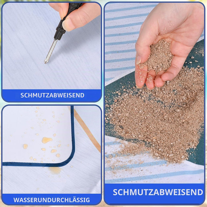 DanCoom Picknickdecke, Faltbare wasserdichte Sandmatte, 150 x 200CM Extra grosse Picknickdecke, Outd