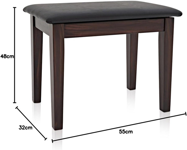 Gear4music Klavierbank mit Stauraum Braun - Palisander Finish