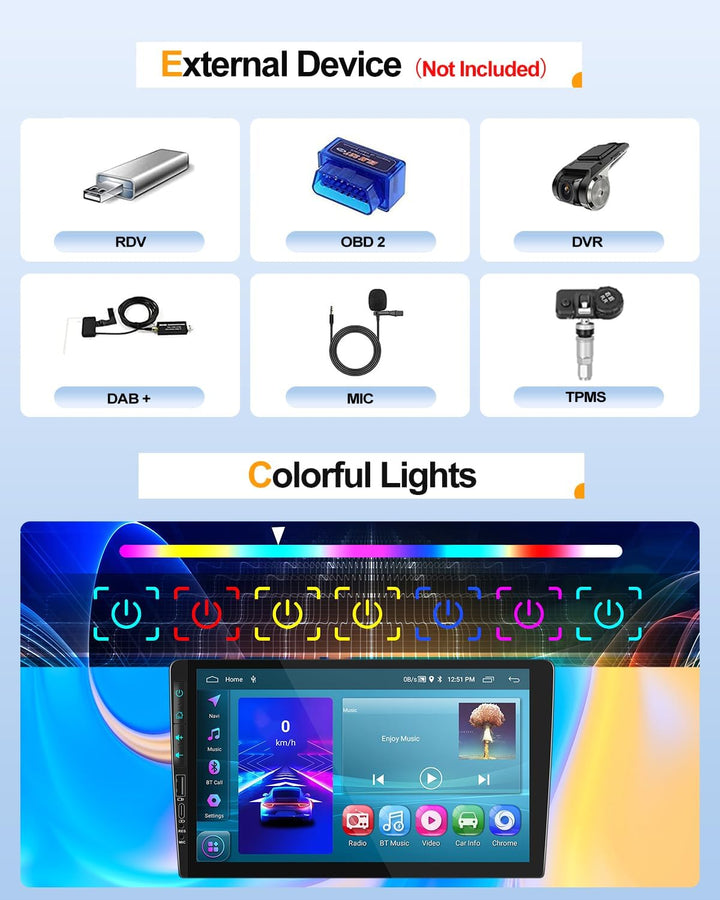 2G+64G CAMECHO Android 13 Autoradio mit Navi für Suzuki Splash Ritz/Opel Agila B 2004-2014,Doppel Di