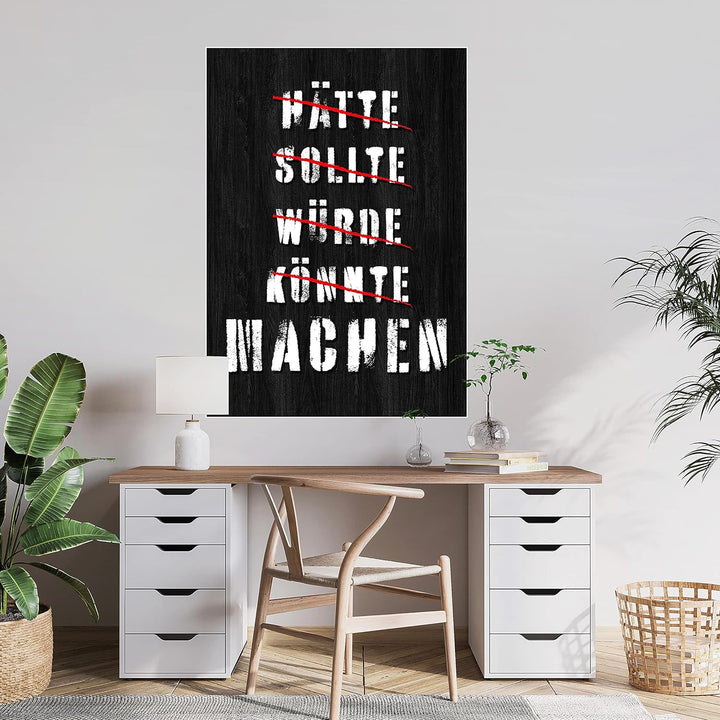 wandmotiv24 Poster als Wanddeko, Grösse Din A0, Hätte sollte würde, Holz, Moderne Wanddeko, Wandbild