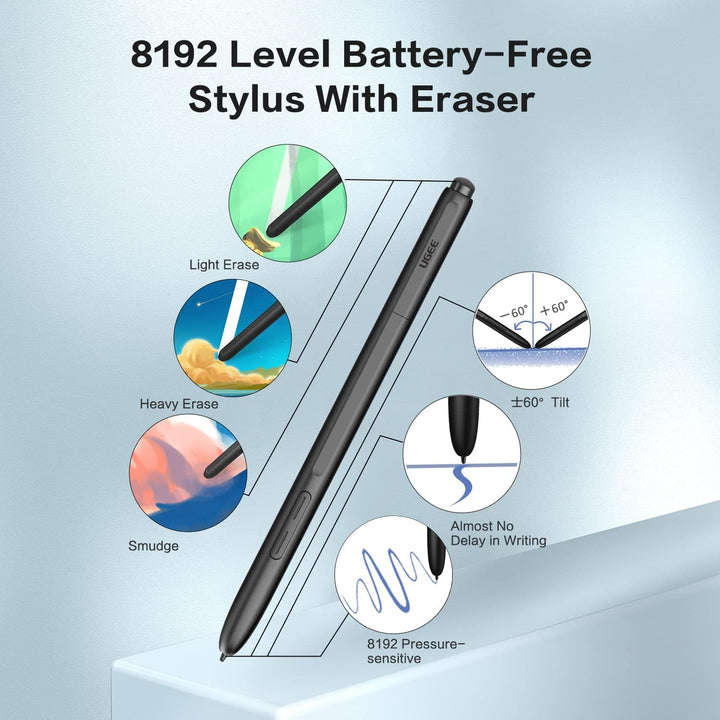 UGEE U1600 15,4-Zoll Grafiktablett mit Display, 127% sRGB Anti-Glare-Grafikmonitor, 8192 Levels Batt