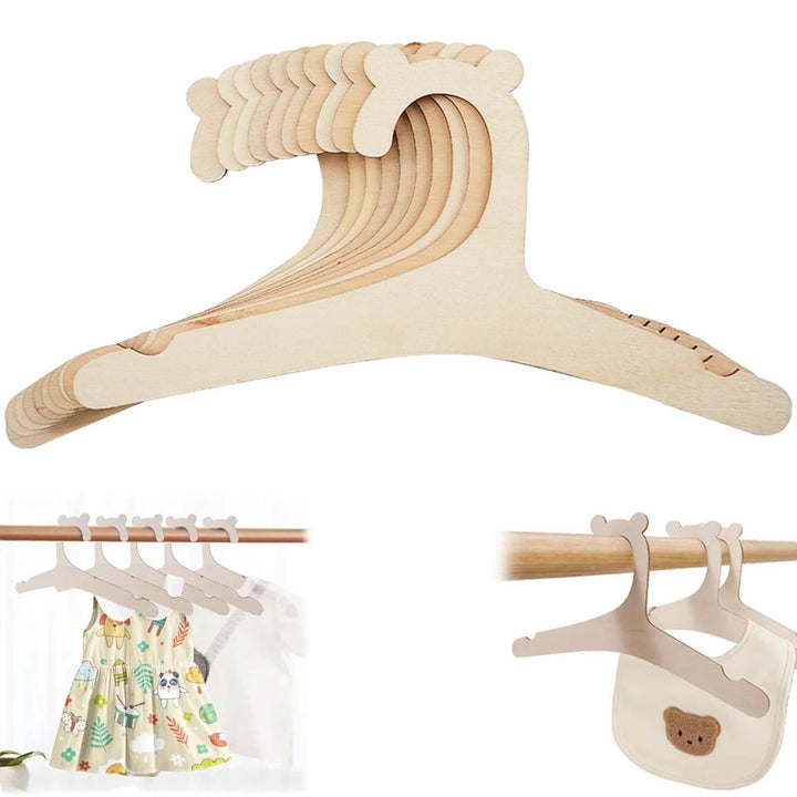 25 Stück Kinderkleiderbügel Holz, Baby Kleiderbügel Kinder, Rutschfest, Braun, Unvollendet, Kleinkin