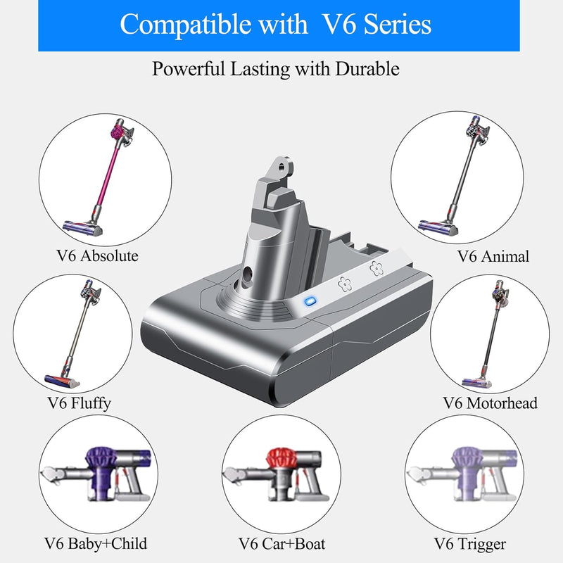 DTK Ersatzakkus für Dyson Staubsauger V6 DC62 DC58 DC59 DC61 DC72 DC74 SV03 SV05 SV06 SV07 SV09 Akku