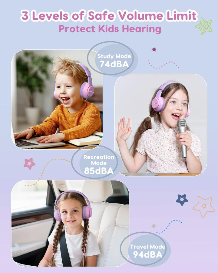 awatrue Kinder Kopfhörer, 74/85/94dB Sichere Lautstärke Kopfhörer Kinder mit Kabel, Stereo Sound, Fa