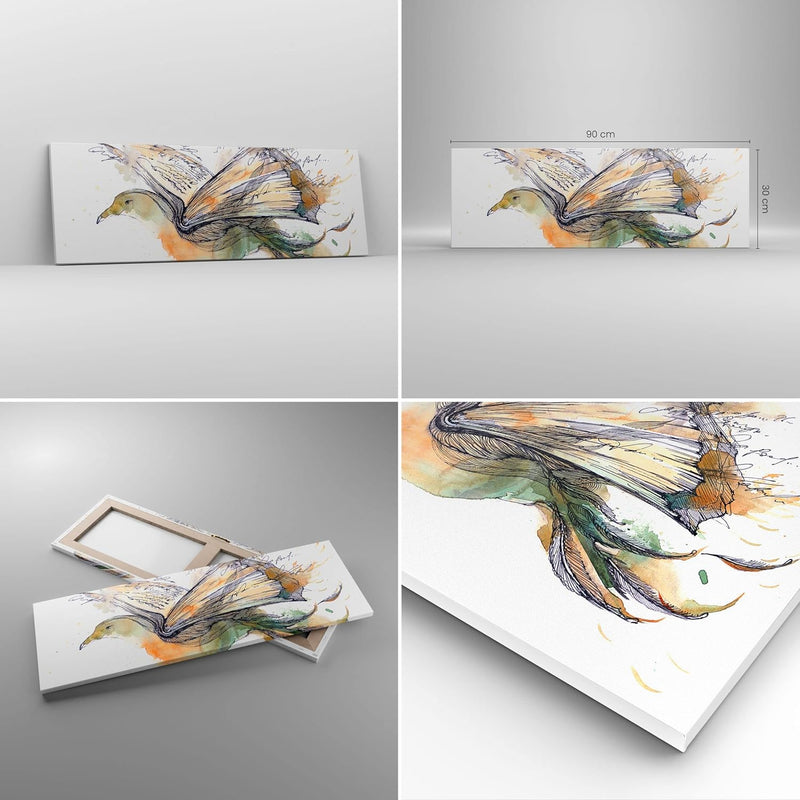 Panorama Bilder auf Leinwand Vogel Fantasie Konzept Leinwandbild 90x30cm Wandbilder Dekoration Wohnz