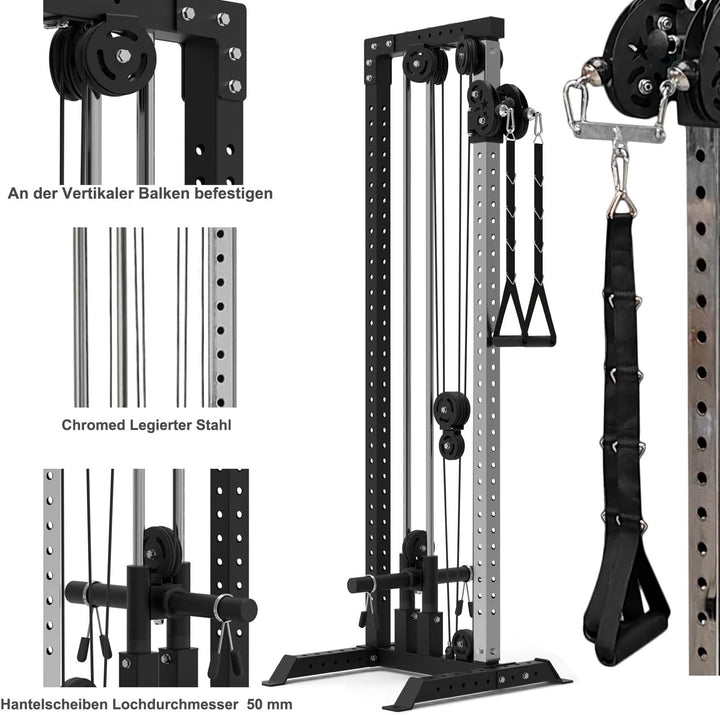 Train Hard® Bodenmontage Latzugturm, Kabelzuganlage, Seilzugstation zur Brandneues Modell 2024 B:1F0