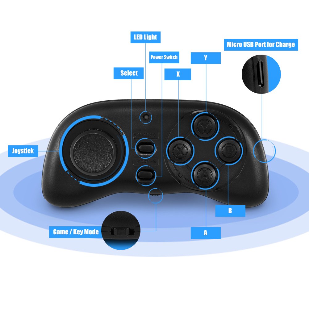 Wireless Game Controller, Bewinner Portable Gamepad mit Fernauslöser, Bluetooth Maus, Wireless Bluet